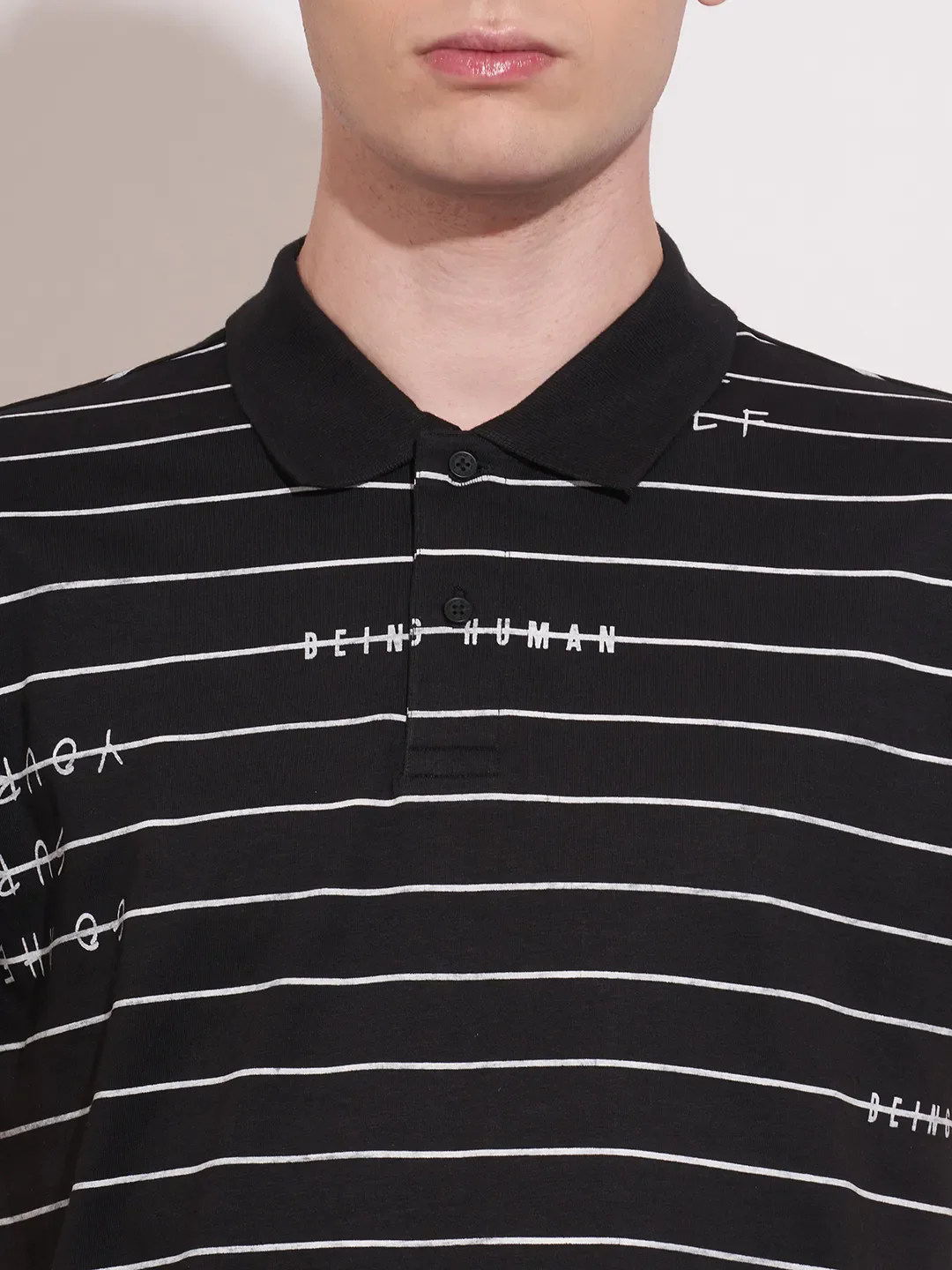 Black Regular Fit Men's Polo T-Shirt by Being Human Clothing - Image 5