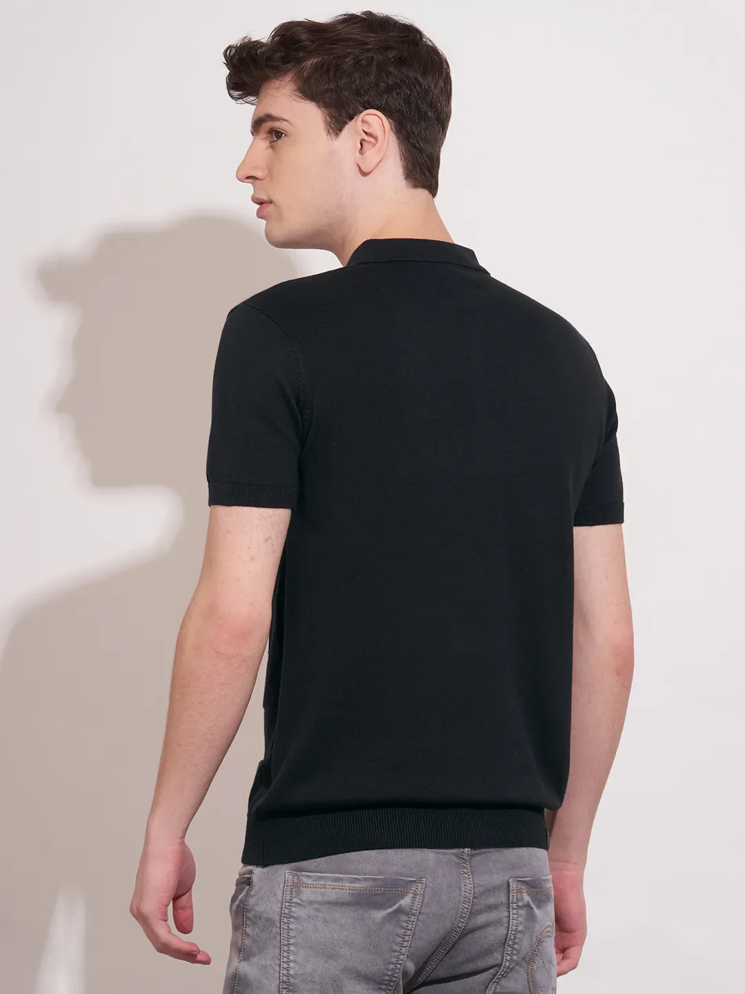 Black Regular Fit Men's Polo T-Shirt by Being Human Clothing - Image 3
