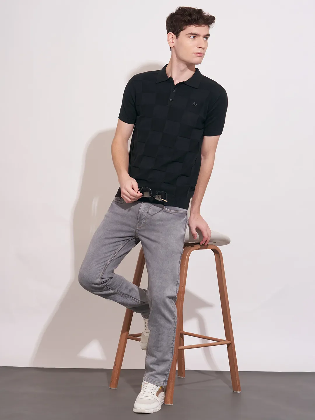 Black Regular Fit Men's Polo T-Shirt by Being Human Clothing - Image 4