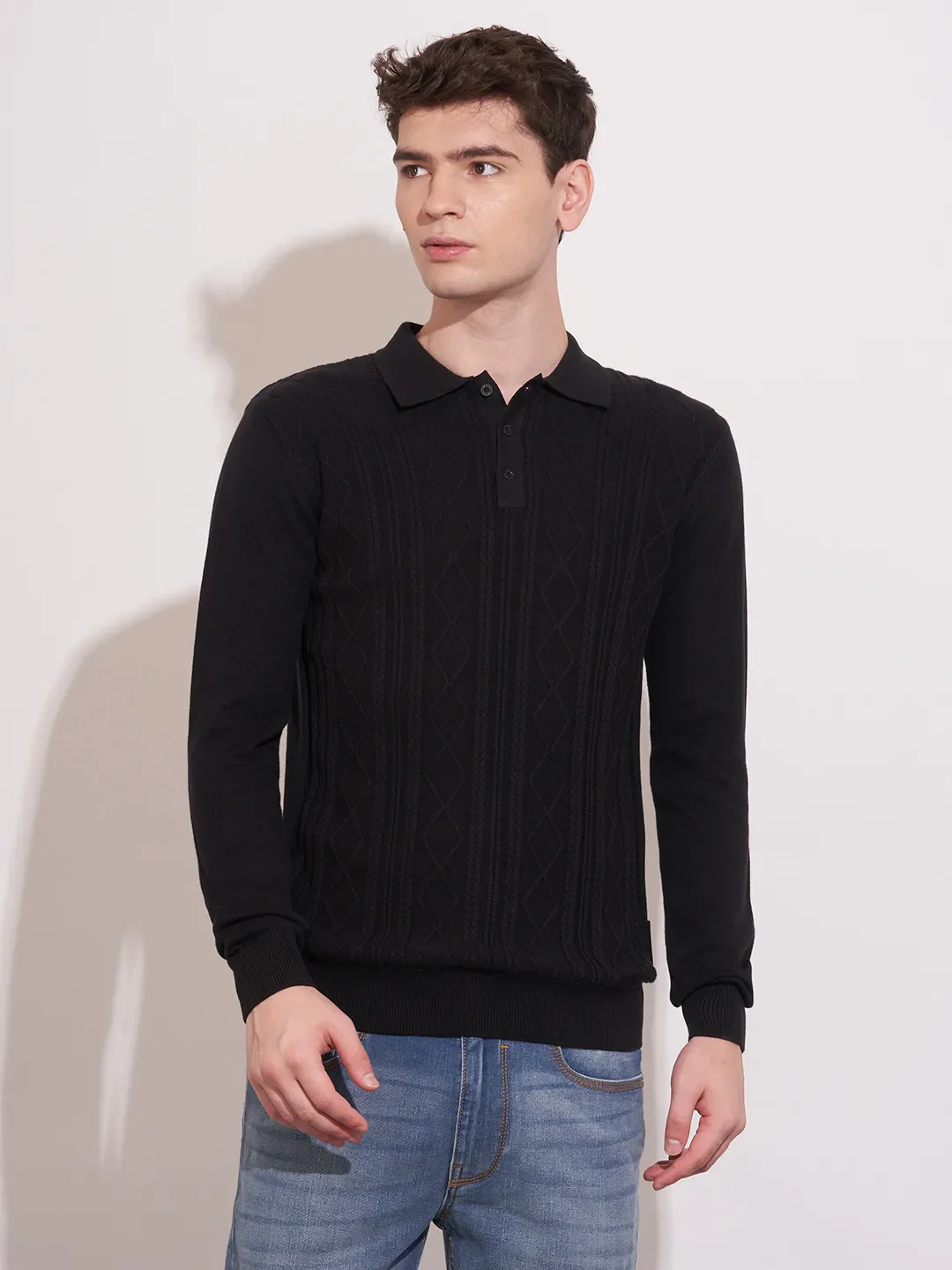 Black Regular Fit Men's Polo T-Shirt by Being Human Clothing