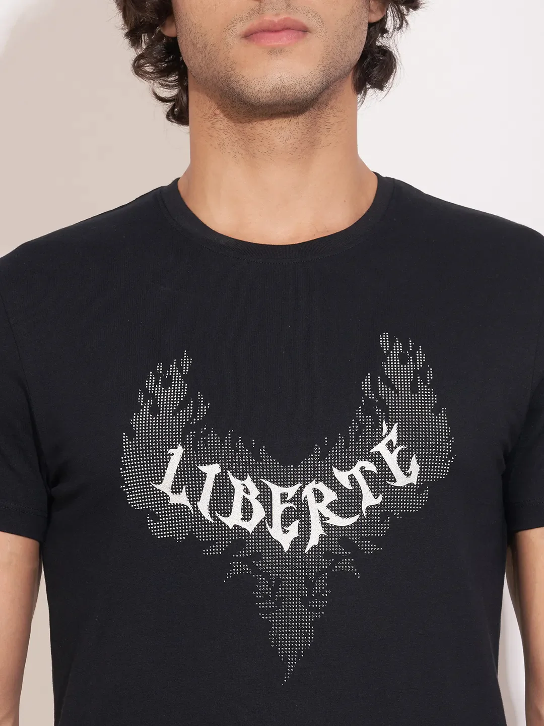 Black Moderno Fit Round Neck Men's T-Shirt by Being Human Clothing - Image 5