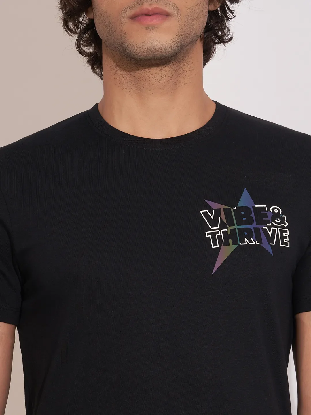 Black Regular Fit Round Neck Men's T-Shirt by Being Human Clothing - Image 5