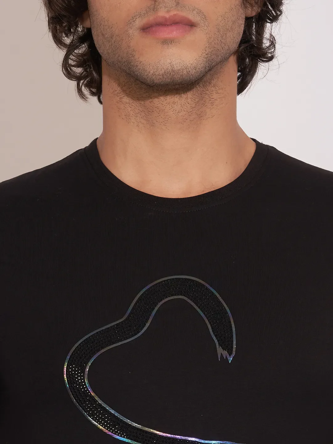 Black Moderno Fit Round Neck Men's T-Shirt by Being Human Clothing - Image 5