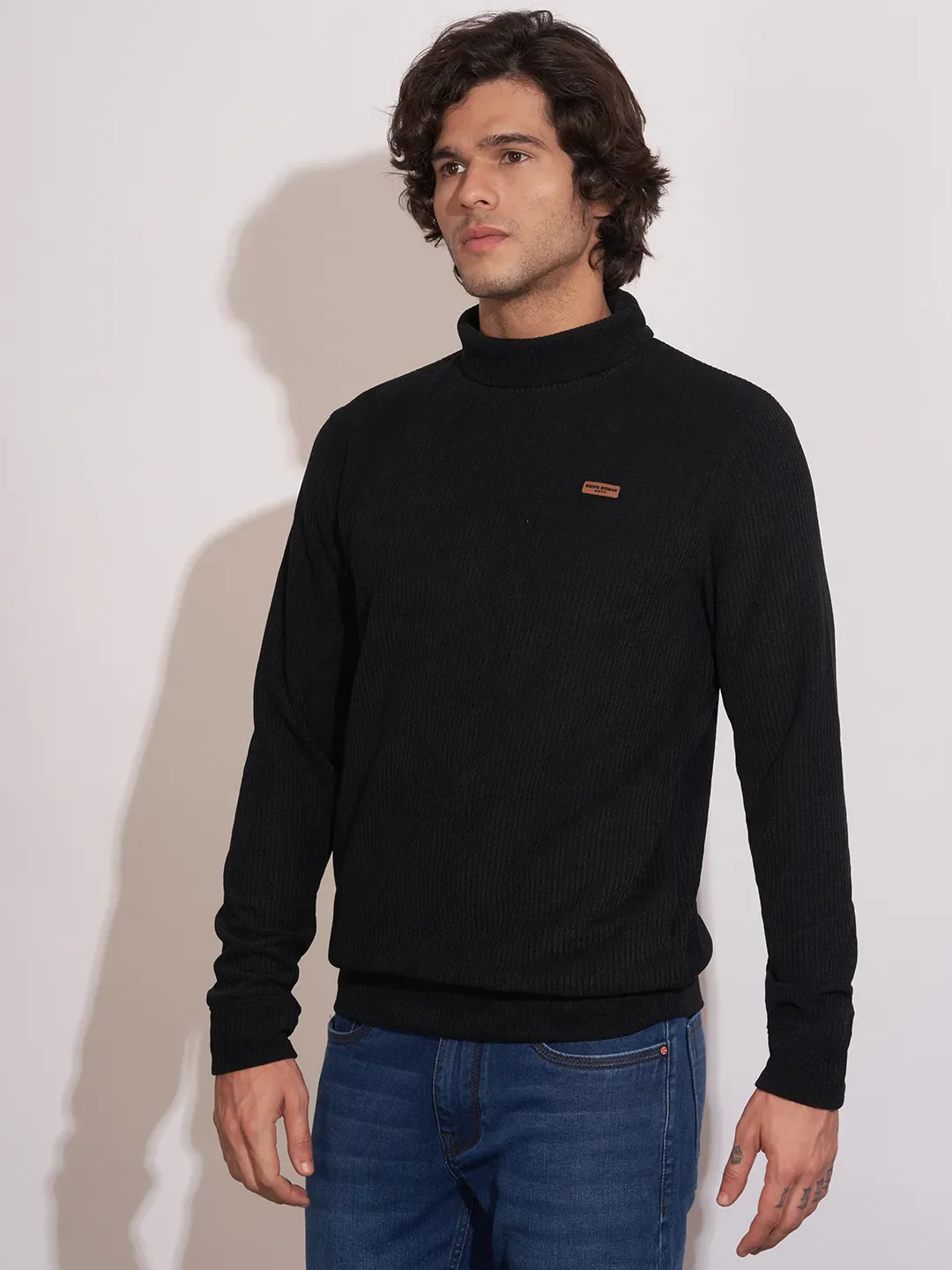 Black Regular Fit Round Neck Long Sleeves Men's Sweatshirt by Being Human Clothing - Image 2