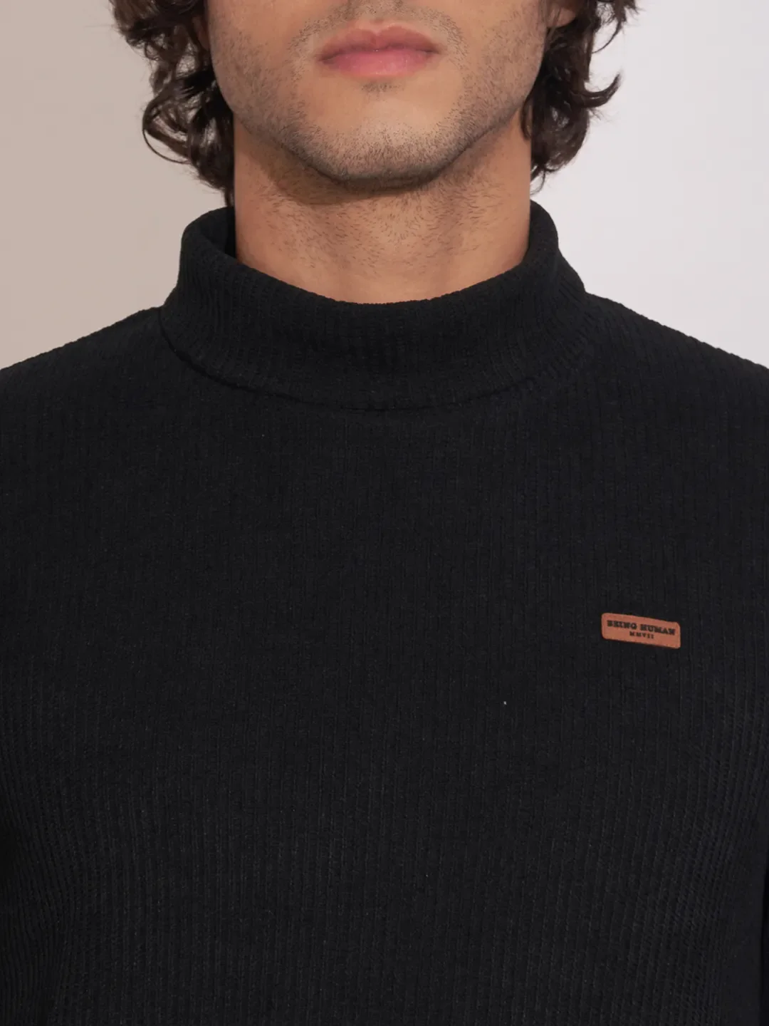 Black Regular Fit Round Neck Long Sleeves Men's Sweatshirt by Being Human Clothing - Image 5