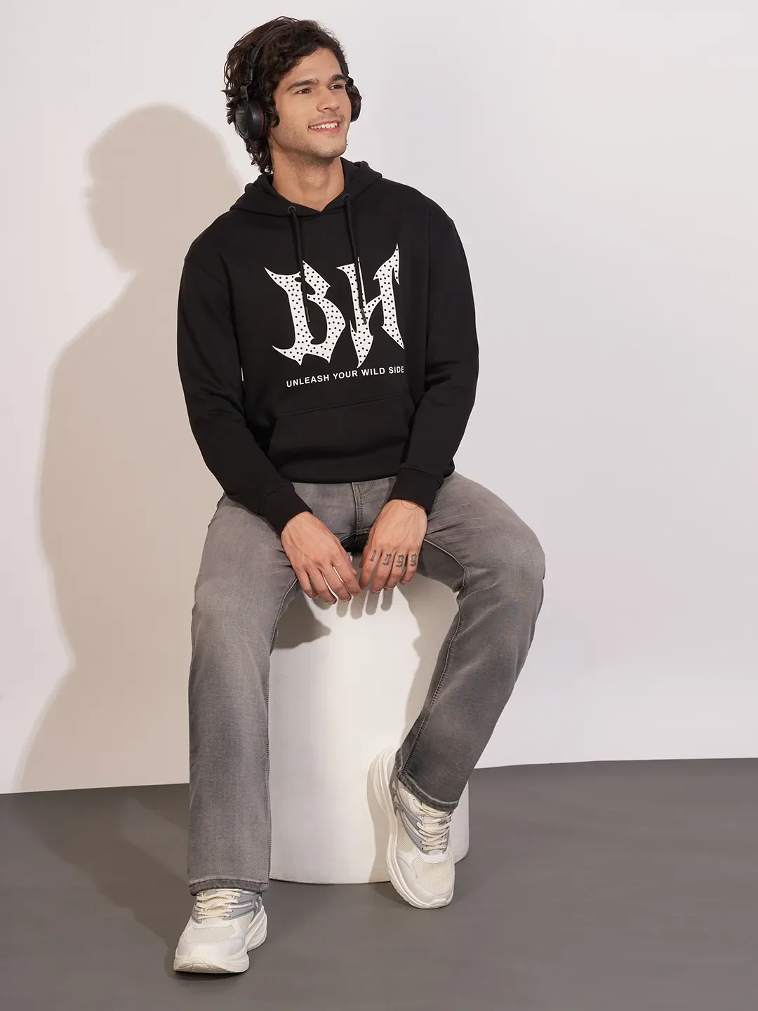 Black Easy Fit Men's Hoodie by Being Human Clothing - Image 4