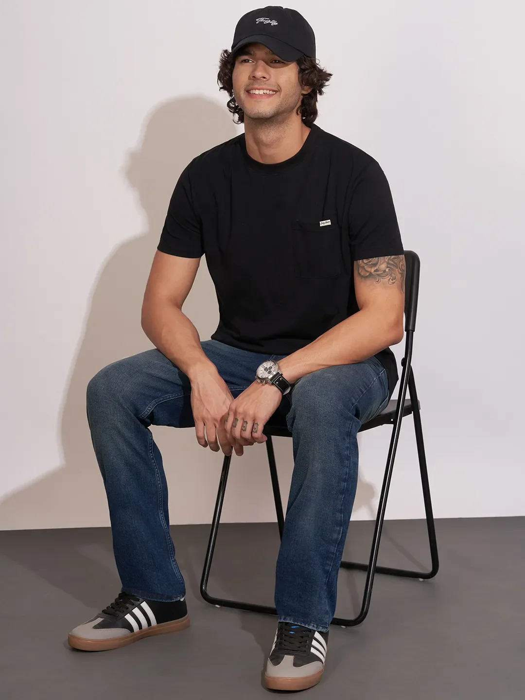 Black Easy Fit Round Neck Men's T-Shirt by Being Human Clothing - Image 4