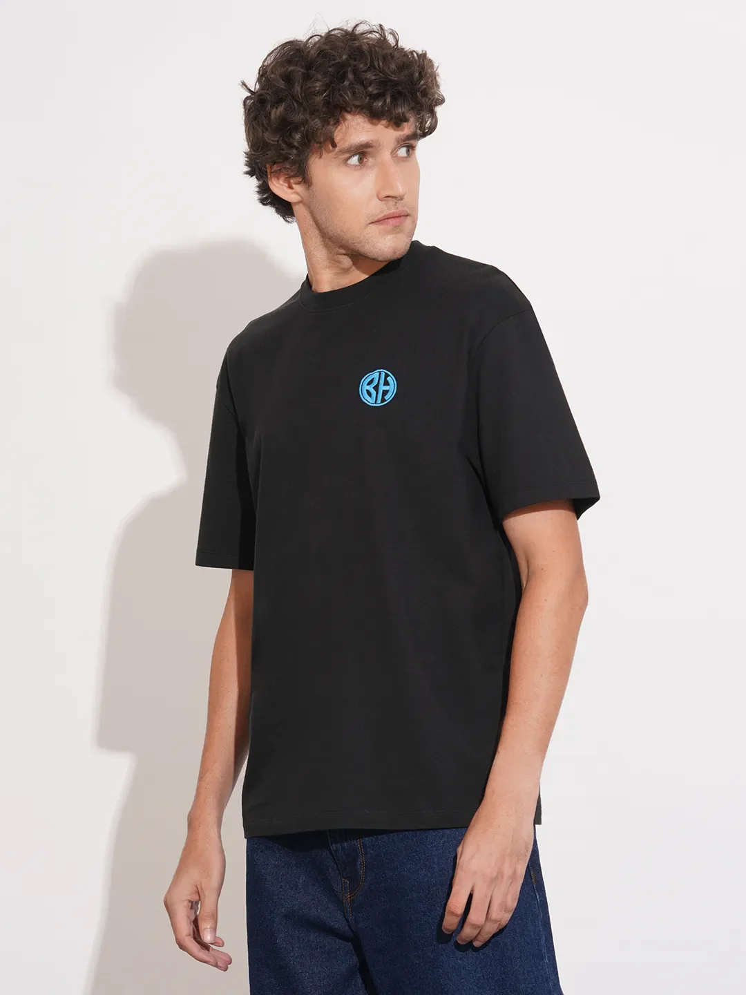 Black Easy Fit Round Neck Men's T-Shirt by Being Human Clothing - Image 2