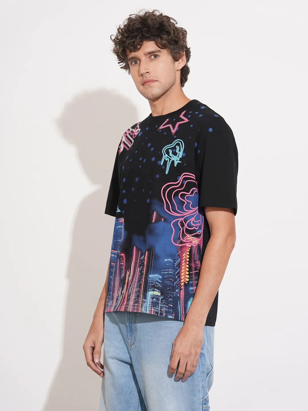 Black Easy Fit Round Neck Men's T-Shirt by Being Human Clothing - Image 2