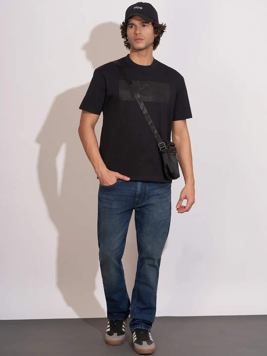 Black Easy Fit Round Neck Men's T-Shirt by Being Human Clothing - Image 4
