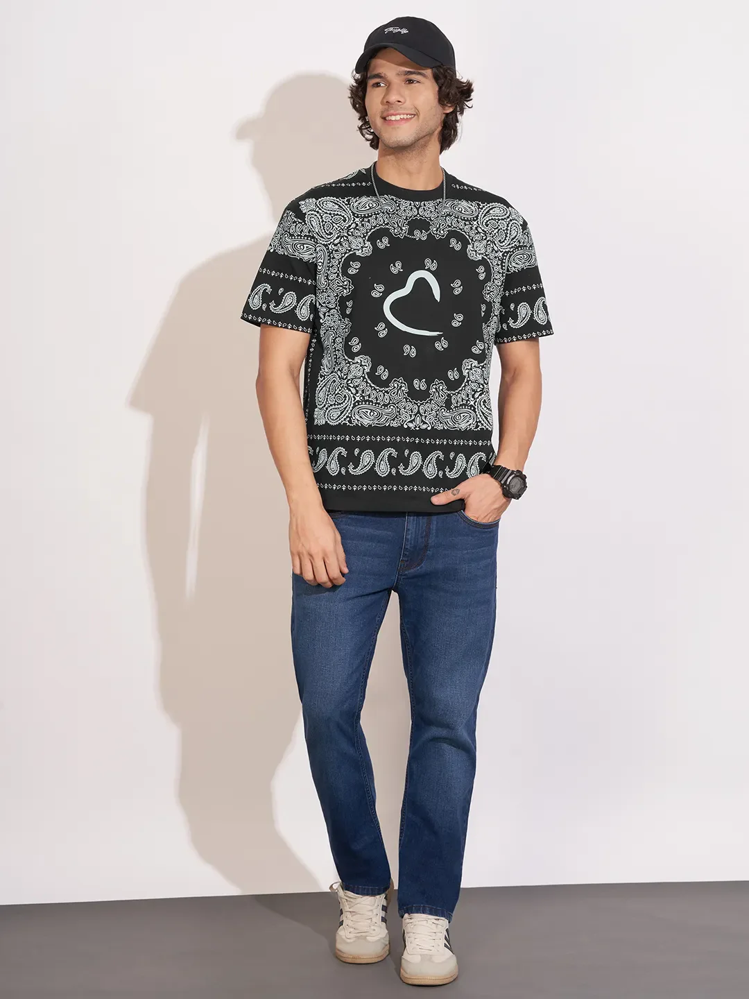 Black Easy Fit Round Neck Men's T-Shirt by Being Human Clothing - Image 4