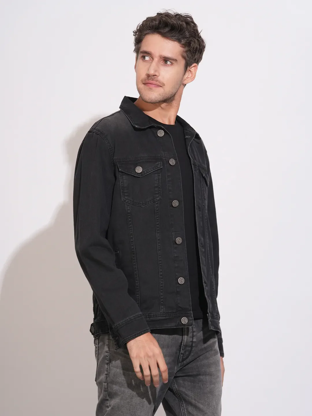 Black Regular Fit Men's Shacket by Being Human Clothing - Image 2