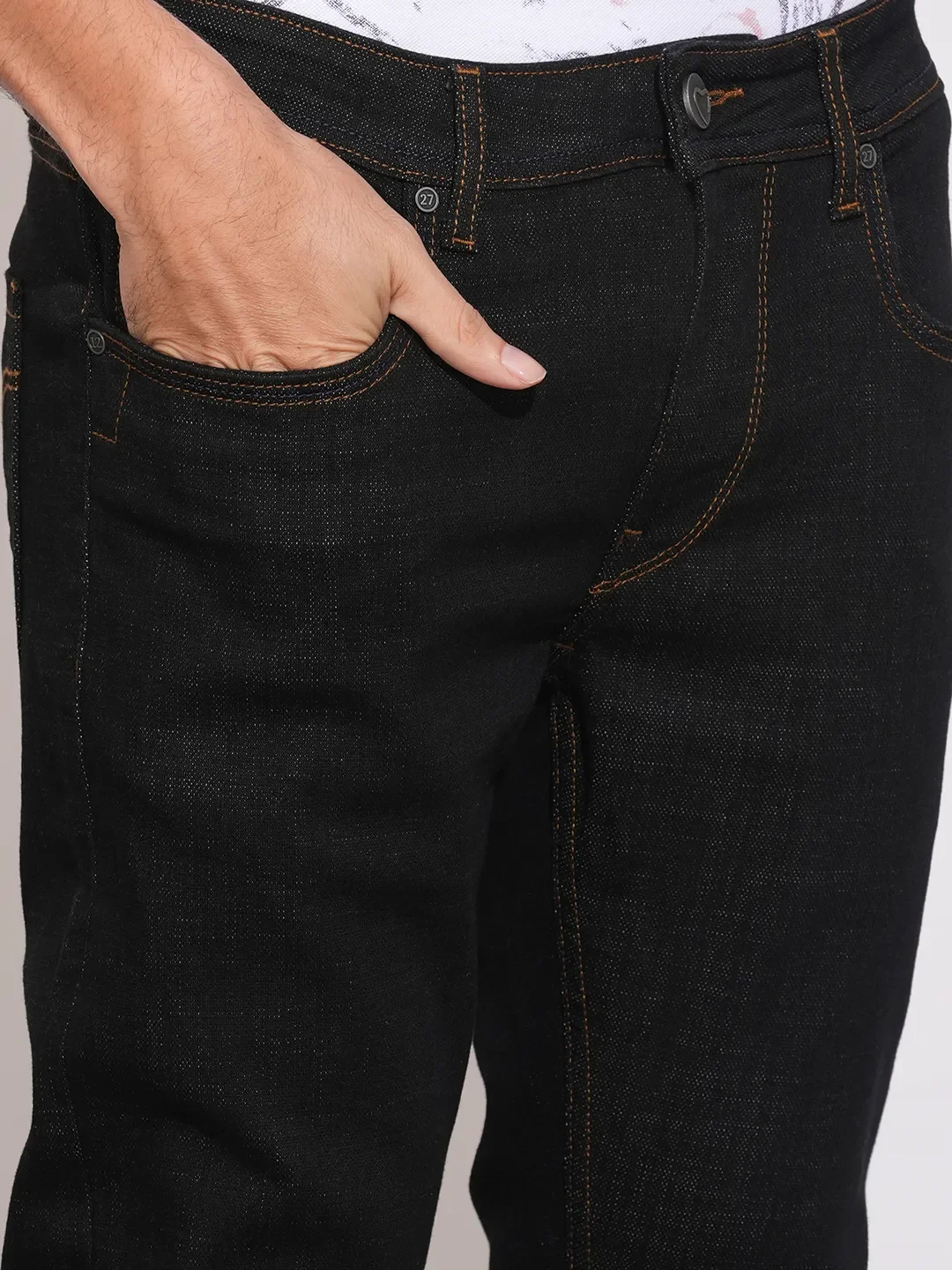 Black Skinny Fit Denims For Men By Being Human Clothing - Image 5