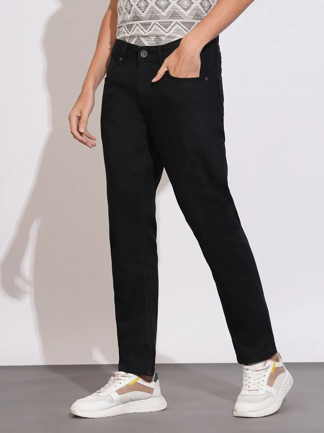 Black Slim Fit Denims For Men By Being Human Clothing - Image 2