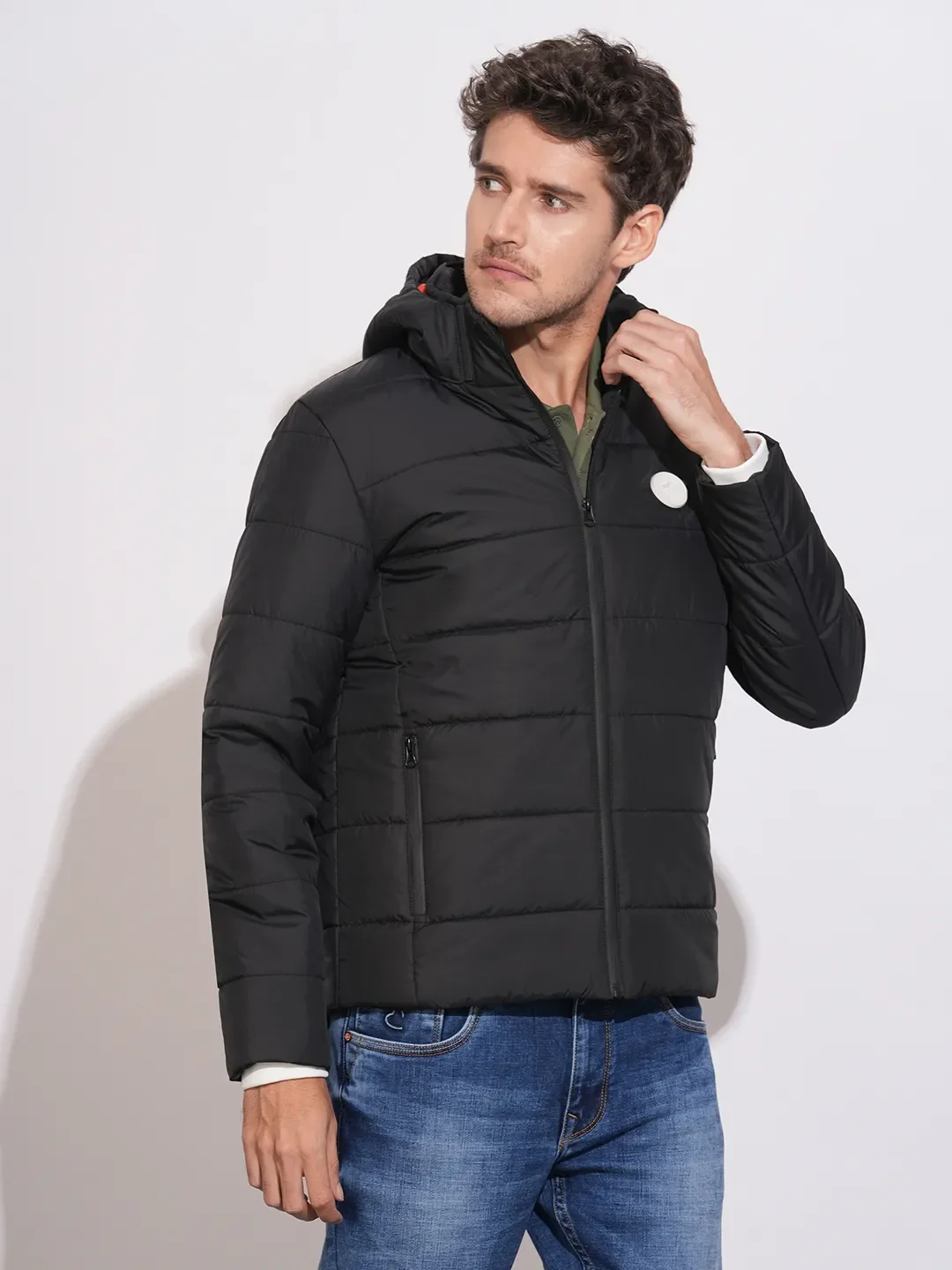 Black Regular Fit Long Sleeves Polyester Men's Jacket by Being Human Clothing - Image 2
