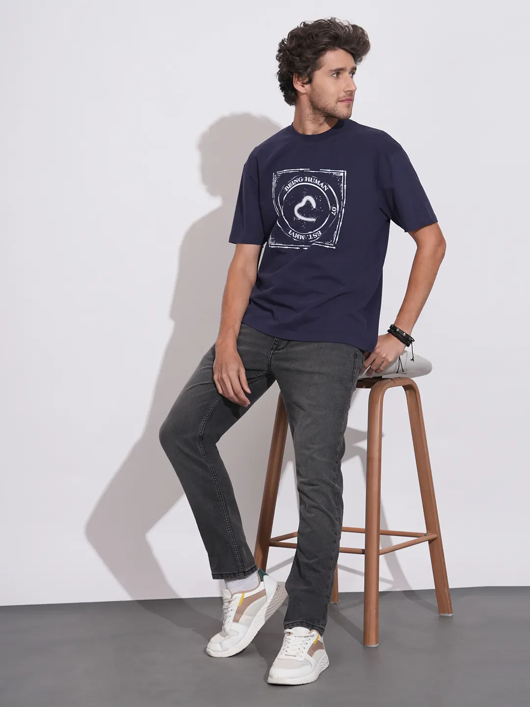 Blue Easy Fit Men's Short Sleeves T-Shirt by Being Human Clothing - Image 4