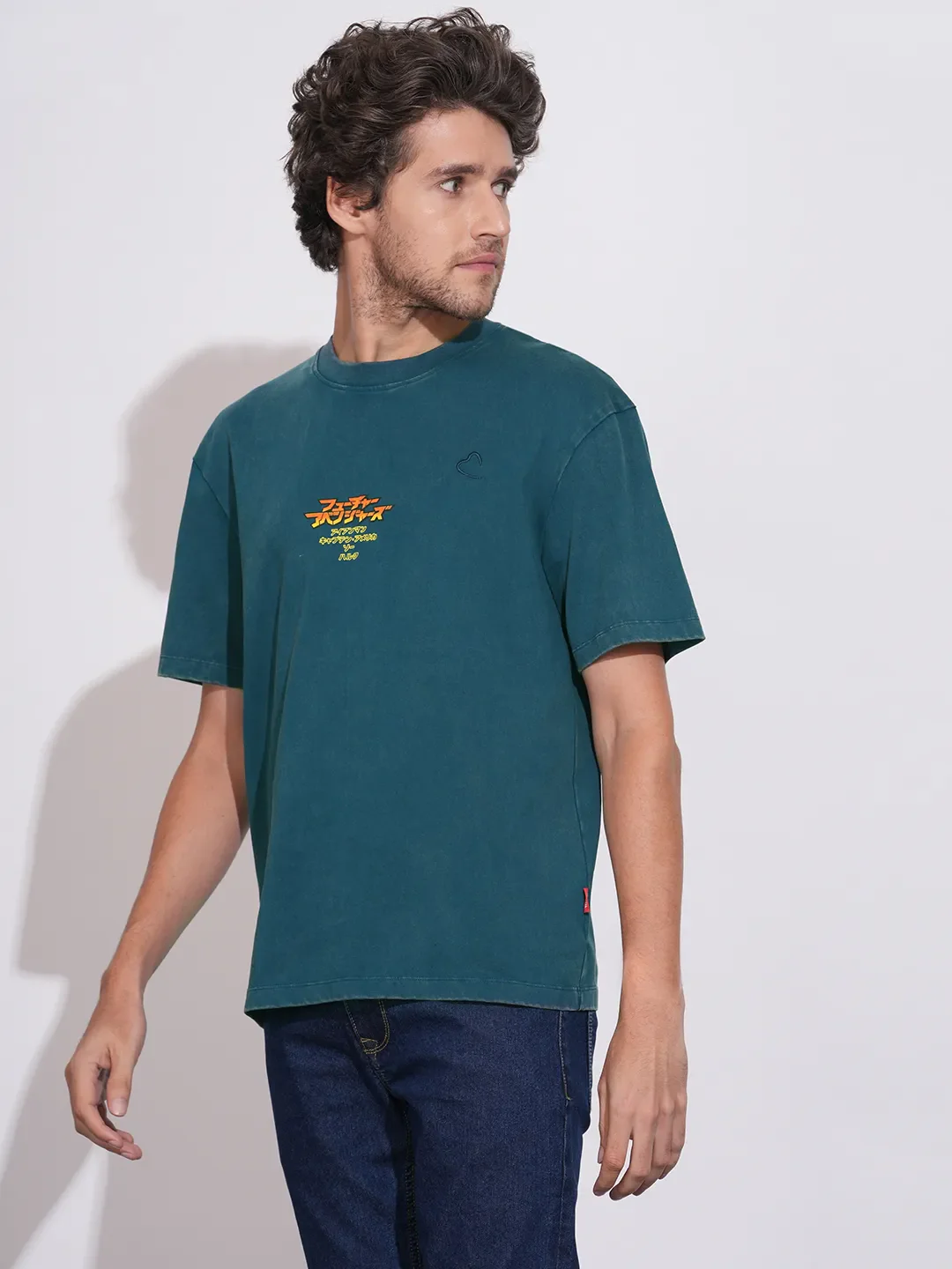 Blue Easy Fit Round Neck Men's T-Shirt by Being Human Clothing - Image 2