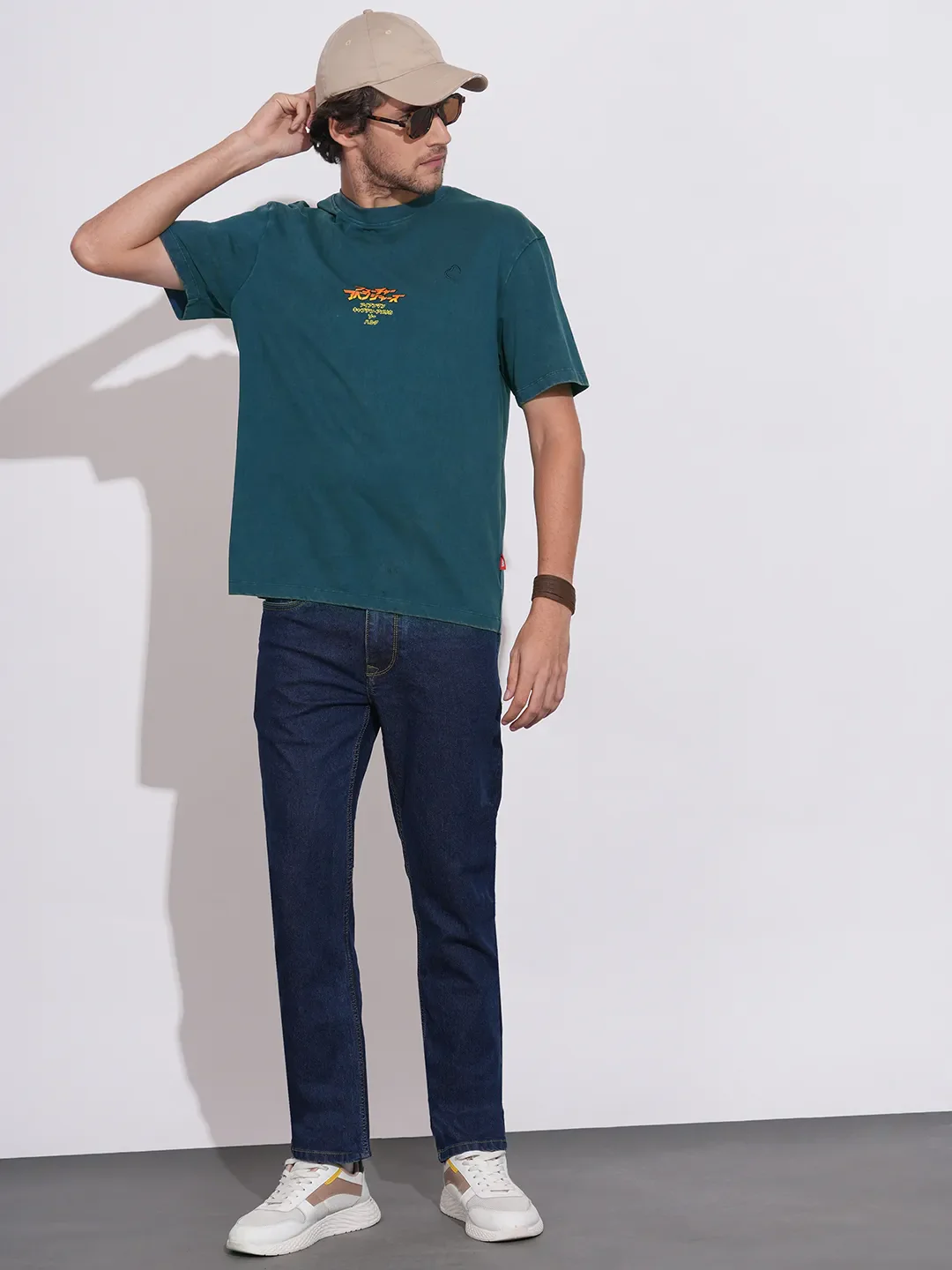 Blue Easy Fit Round Neck Men's T-Shirt by Being Human Clothing - Image 4