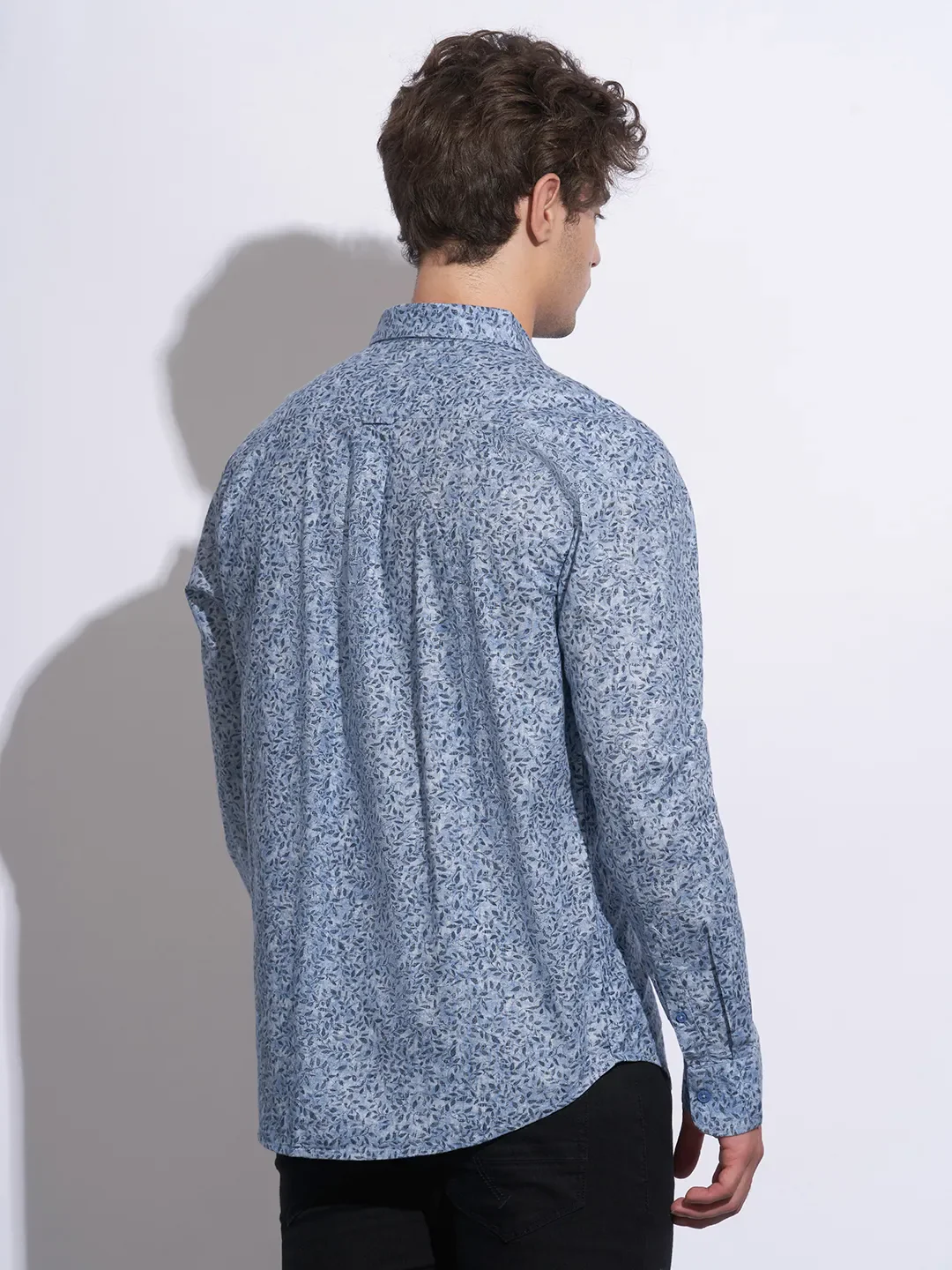 Blue Moderno Fit Regular Collar Long Sleeves Cotton Men's Shirt by Being Human Clothing - Image 3