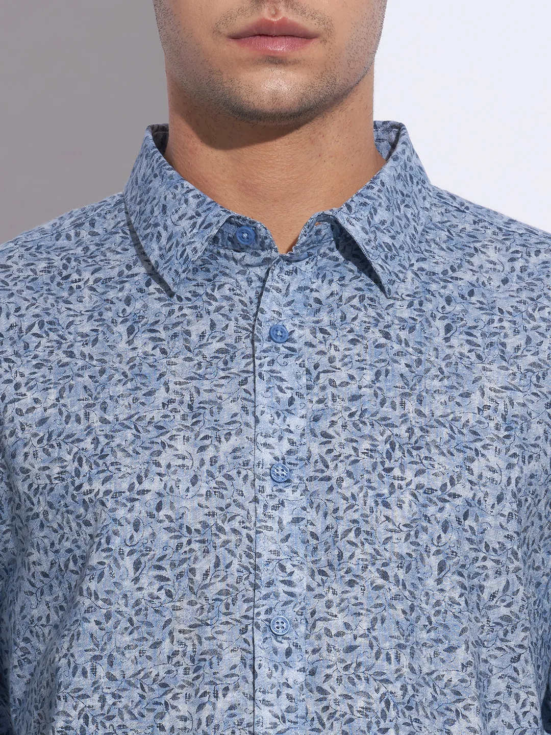 Blue Moderno Fit Regular Collar Long Sleeves Cotton Men's Shirt by Being Human Clothing - Image 5