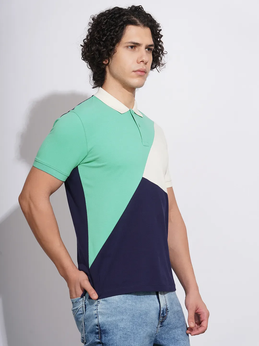 Blue Regular Fit Men's Polo T-Shirt by Being Human Clothing - Image 2