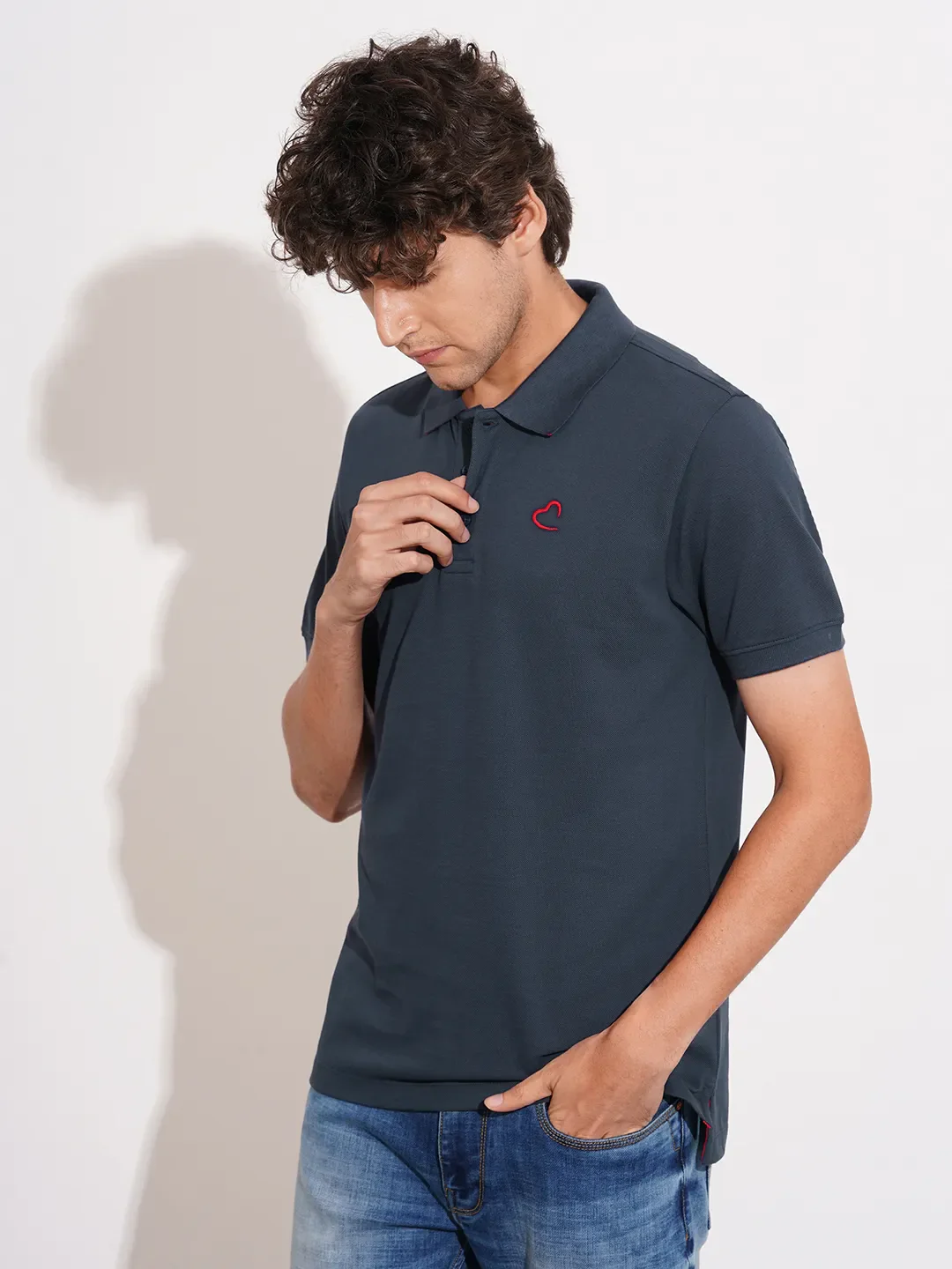 Blue Regular Fit Men's Polo T-Shirt by Being Human Clothing - Image 2