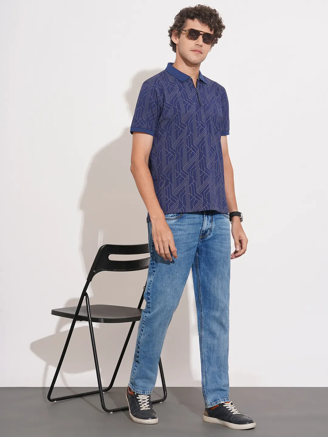 Blue Regular Fit Men's Polo T-Shirt by Being Human Clothing - Image 4