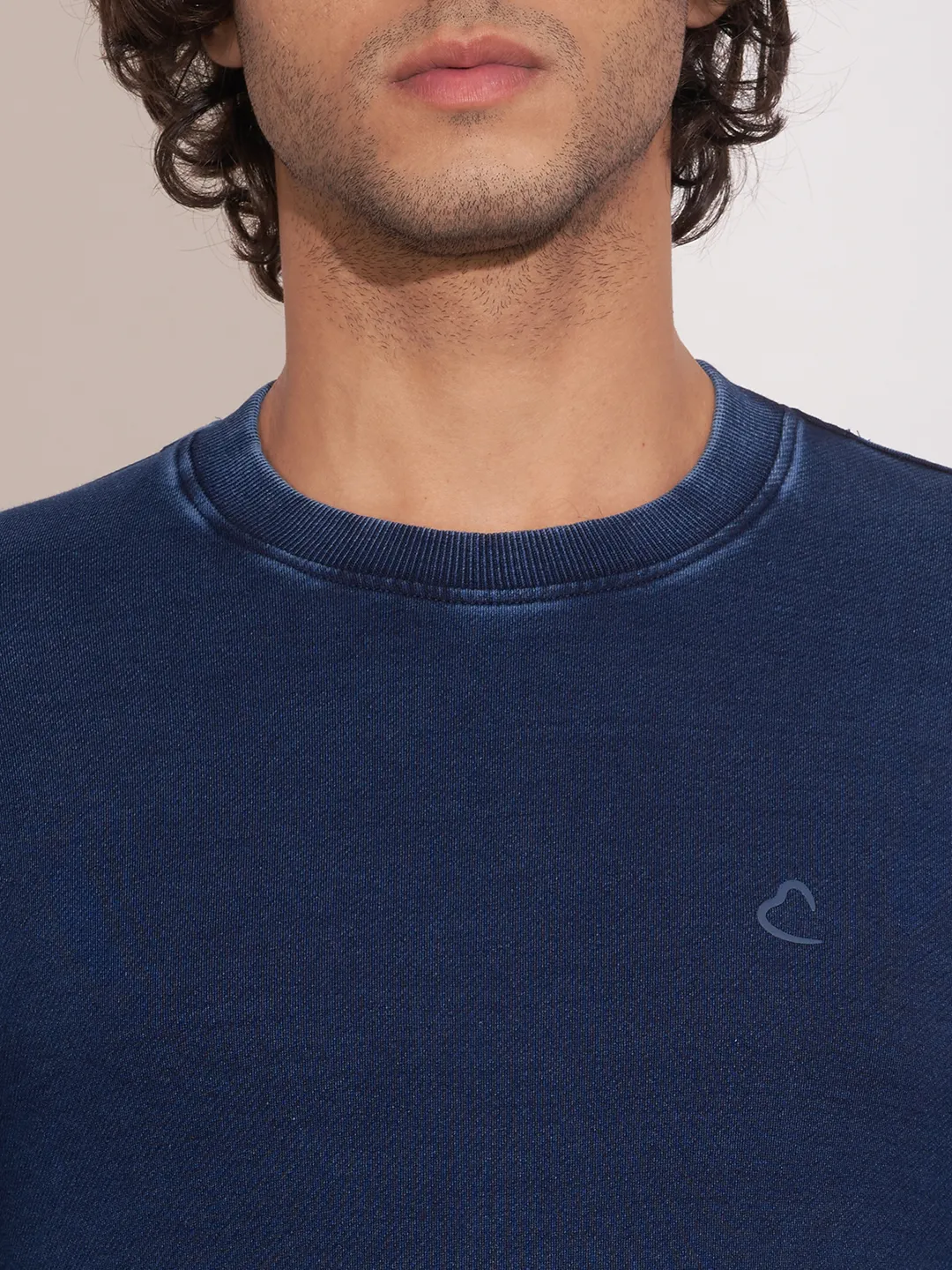 Blue Regular Fit Round Neck Long Sleeves Cotton Men's Sweatshirt by Being Human Clothing - Image 5