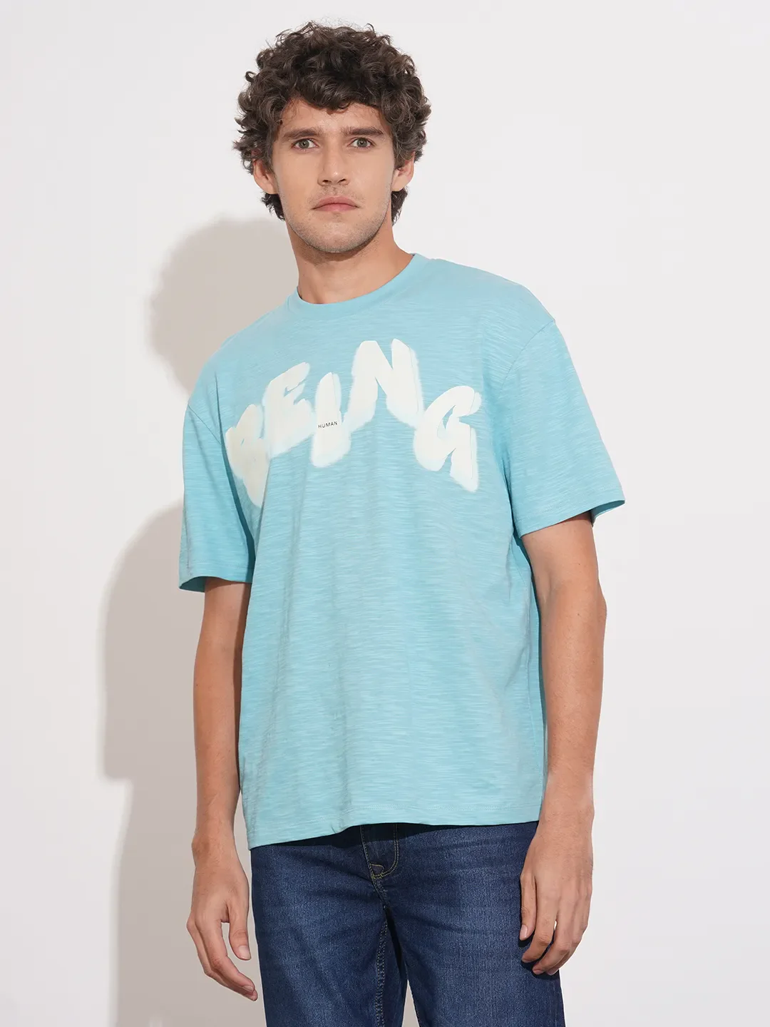 Blue Easy Fit Men's Short Sleeves T-Shirt by Being Human Clothing