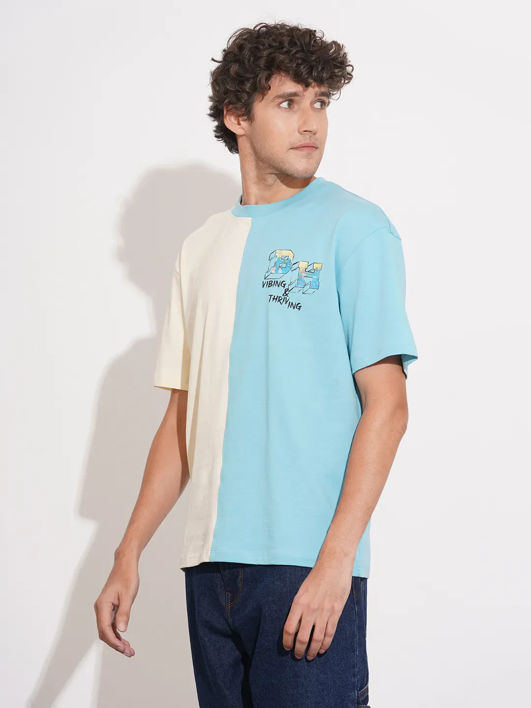 Blue Easy Fit Round Neck Men's T-Shirt by Being Human Clothing - Image 2