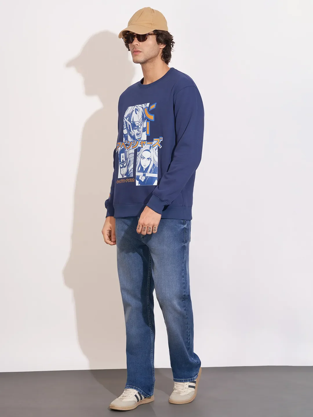 Blue Easy Fit Round Neck Men's Sweatshirt by Being Human Clothing - Image 4