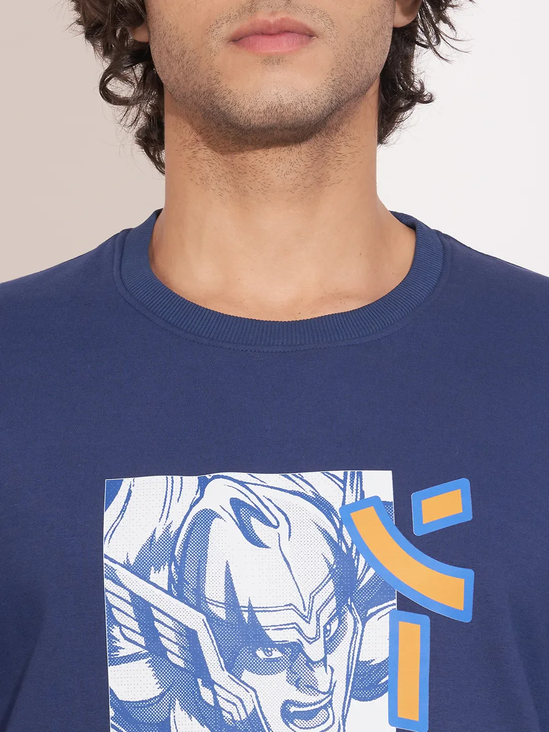 Blue Easy Fit Round Neck Men's Sweatshirt by Being Human Clothing - Image 5