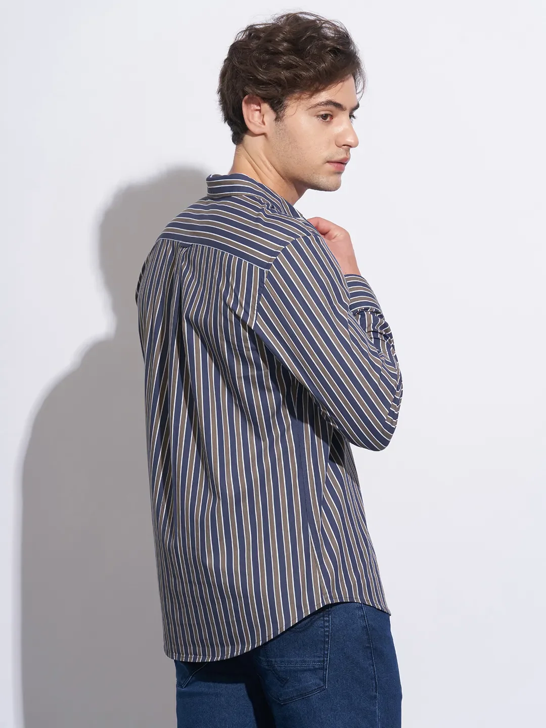 Grey Moderno Fit Regular Collar Long Sleeves Cotton Men's Shirt by Being Human Clothing - Image 3