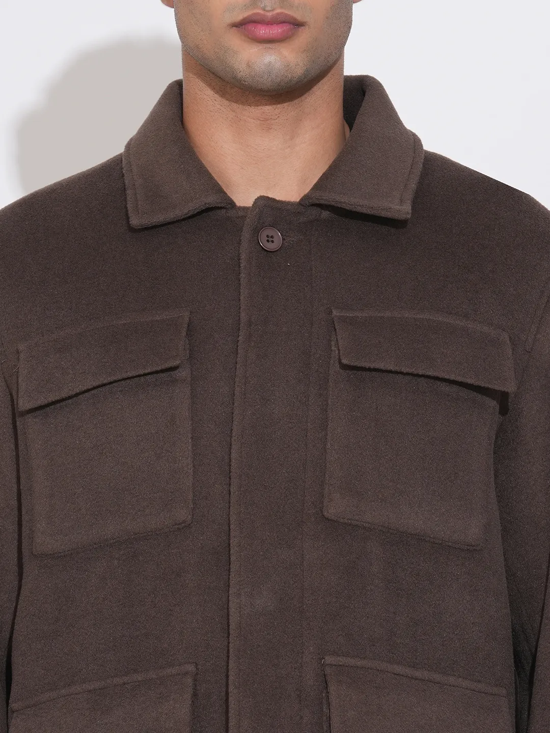 Brown Regular Fit Long Sleeves Polyester Men's Jacket by Being Human Clothing - Image 5