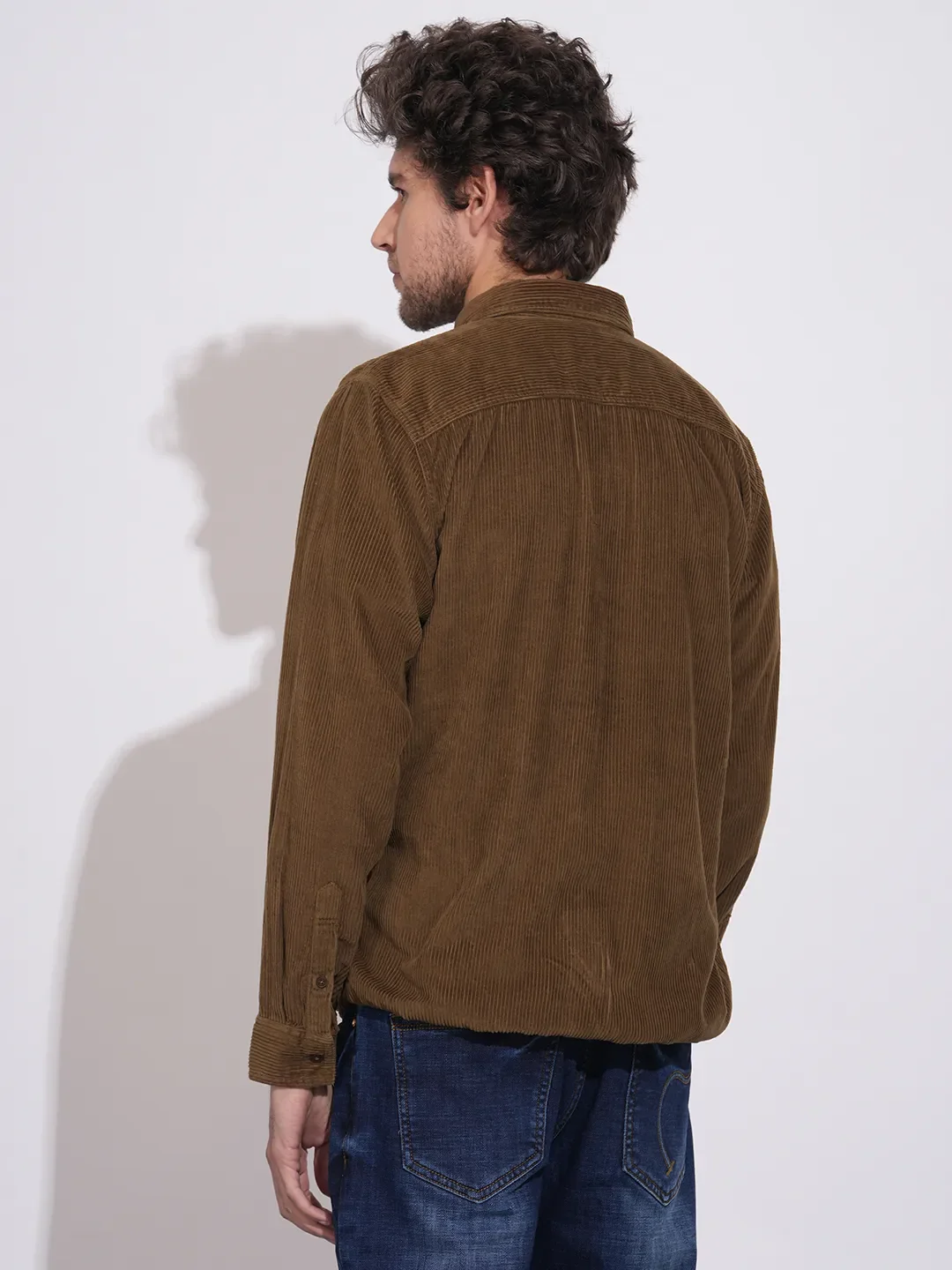 Brown Regular Fit Regular Collar Men's Shacket by Being Human Clothing - Image 3