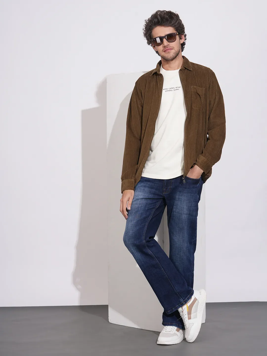 Brown Regular Fit Regular Collar Men's Shacket by Being Human Clothing - Image 4