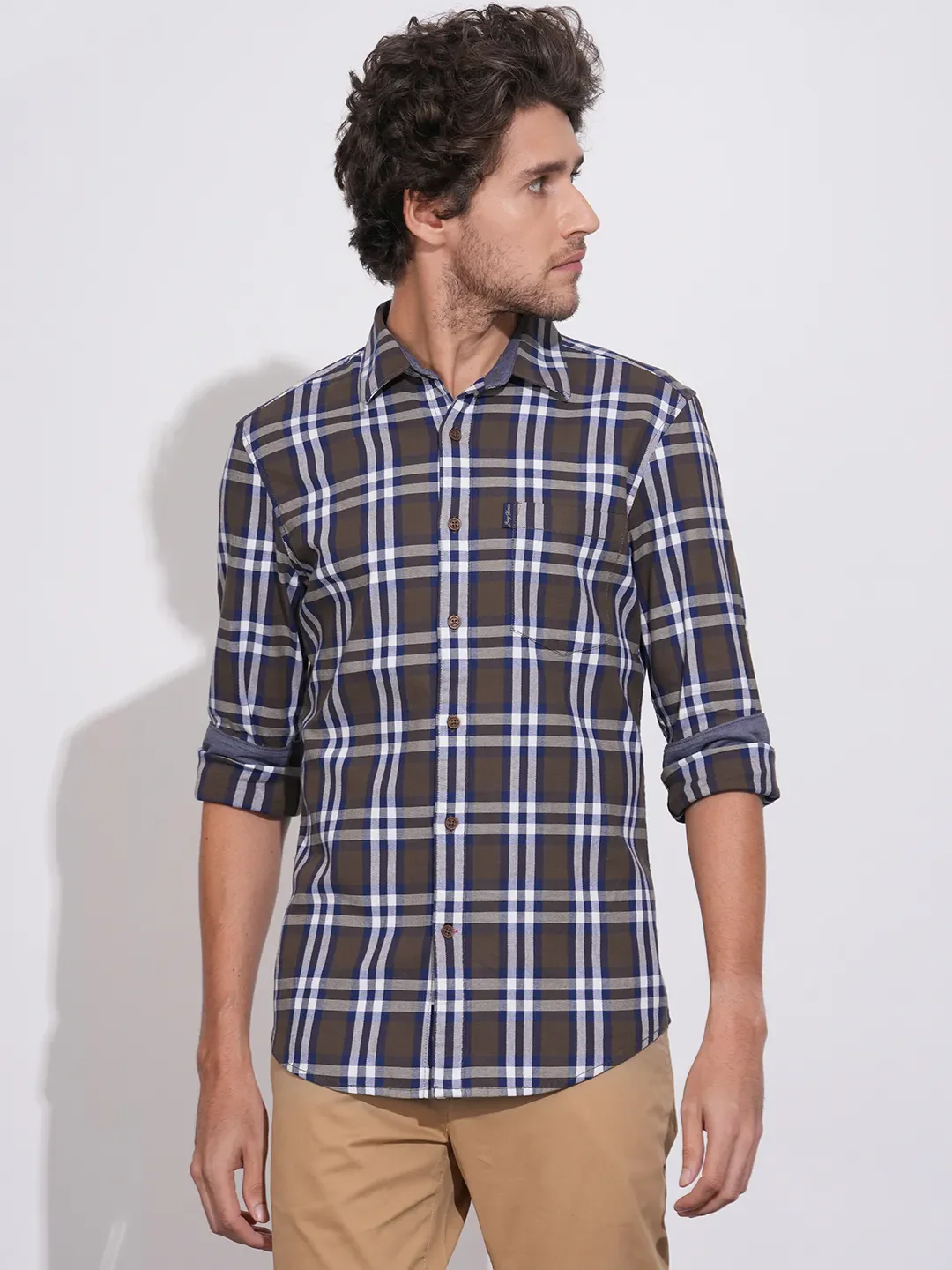 Brown Moderno Fit Regular Collar Men's Shacket by Being Human Clothing