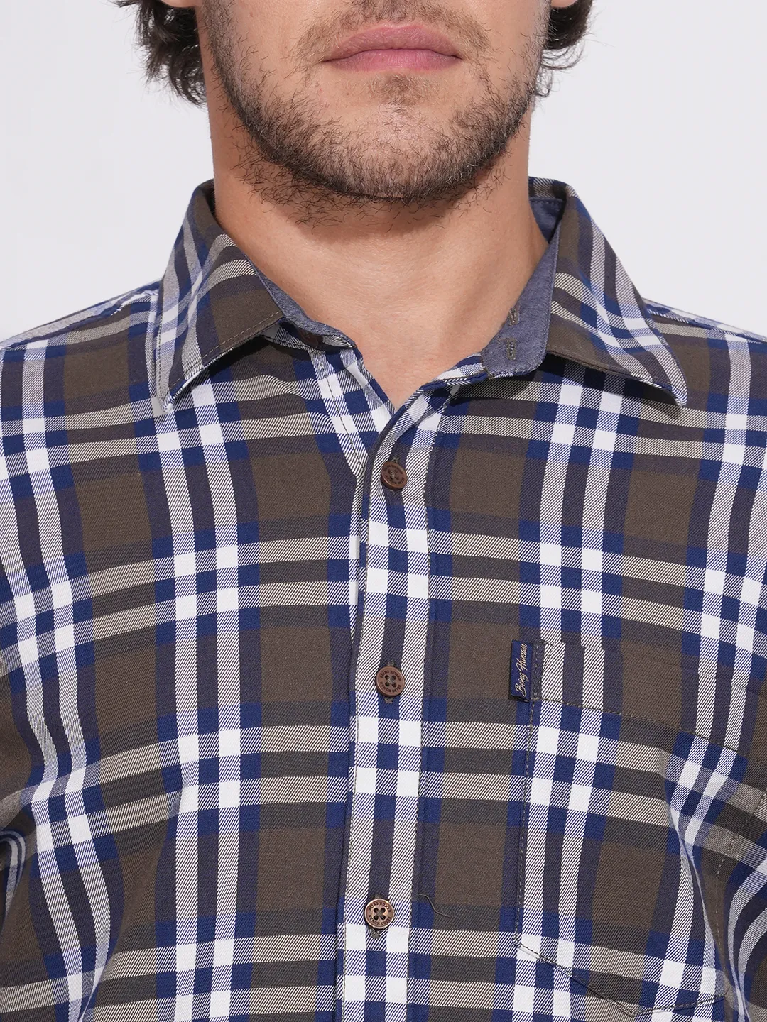 Brown Moderno Fit Regular Collar Men's Shacket by Being Human Clothing - Image 5