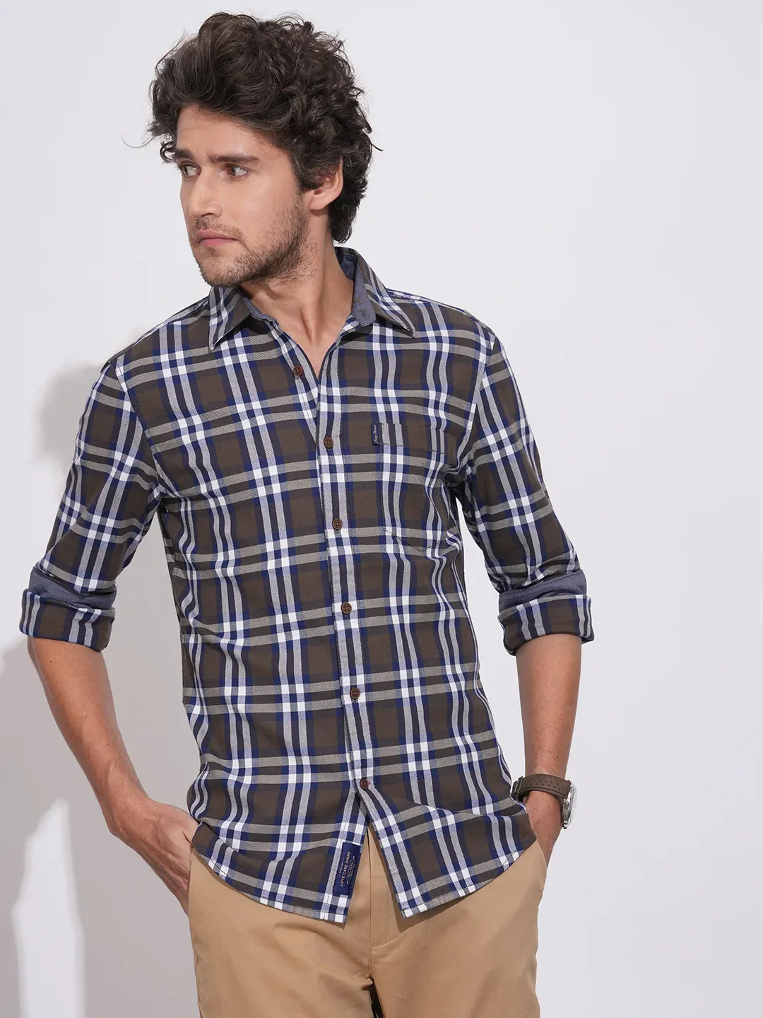 Brown Moderno Fit Regular Collar Men's Shacket by Being Human Clothing - Image 6