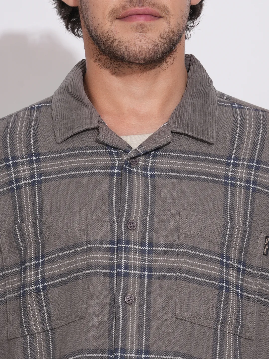 Brown Moderno Fit Regular Collar Long Sleeves Cotton Men's Shirt by Being Human Clothing - Image 5