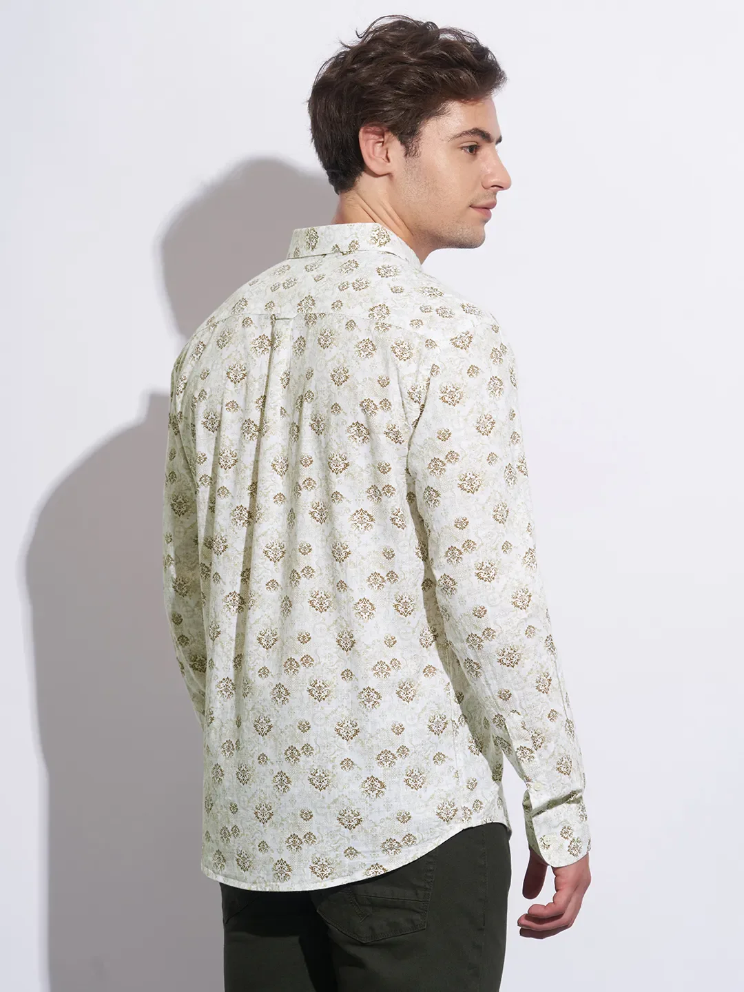 Brown Moderno Fit Regular Collar Long Sleeves Cotton Men's Shirt by Being Human Clothing - Image 3