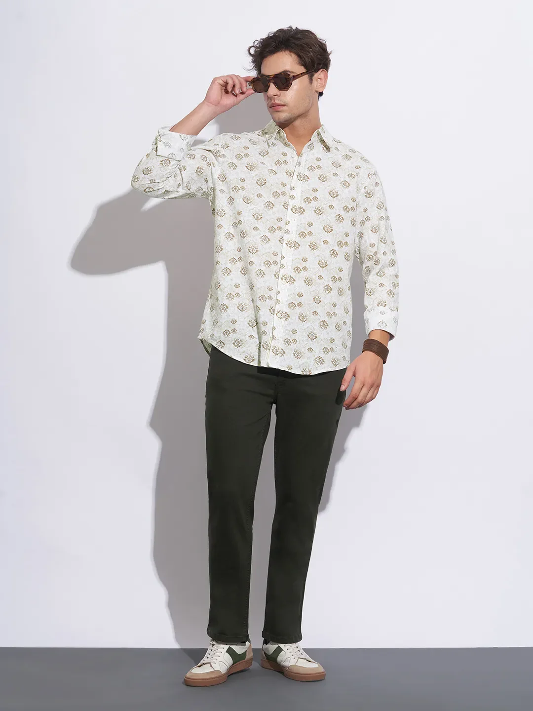 Brown Moderno Fit Regular Collar Long Sleeves Cotton Men's Shirt by Being Human Clothing - Image 4