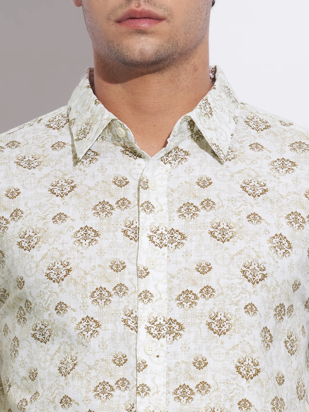 Brown Moderno Fit Regular Collar Long Sleeves Cotton Men's Shirt by Being Human Clothing - Image 5