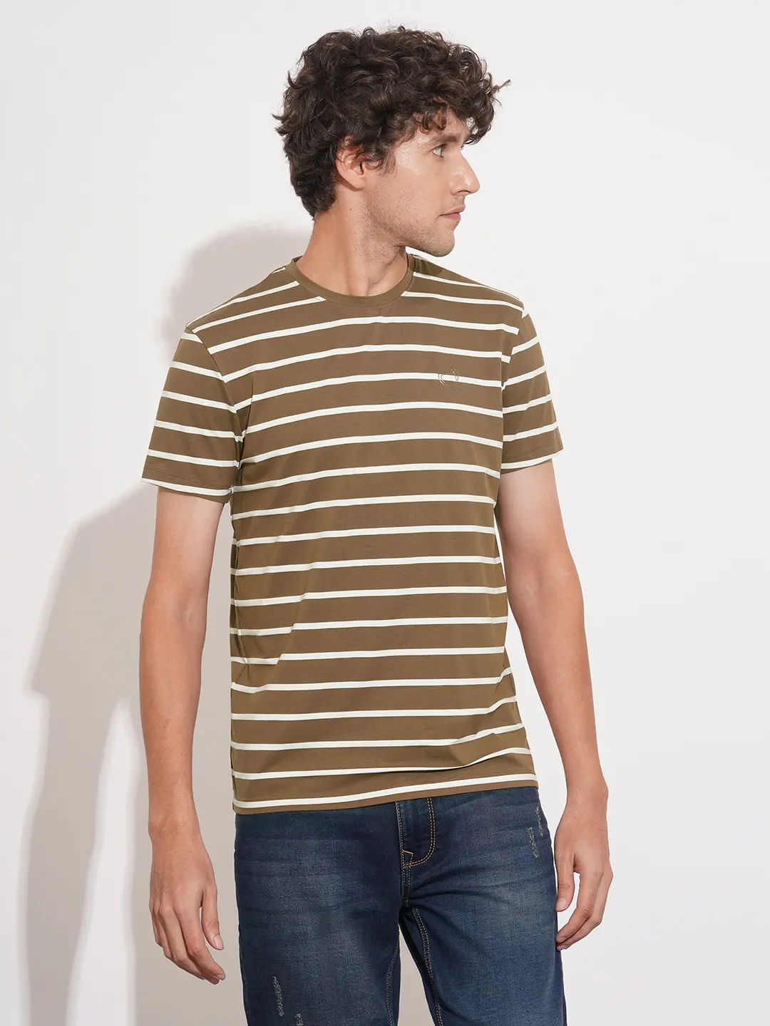 Brown Moderno Fit Round Neck Men's T-Shirt by Being Human Clothing