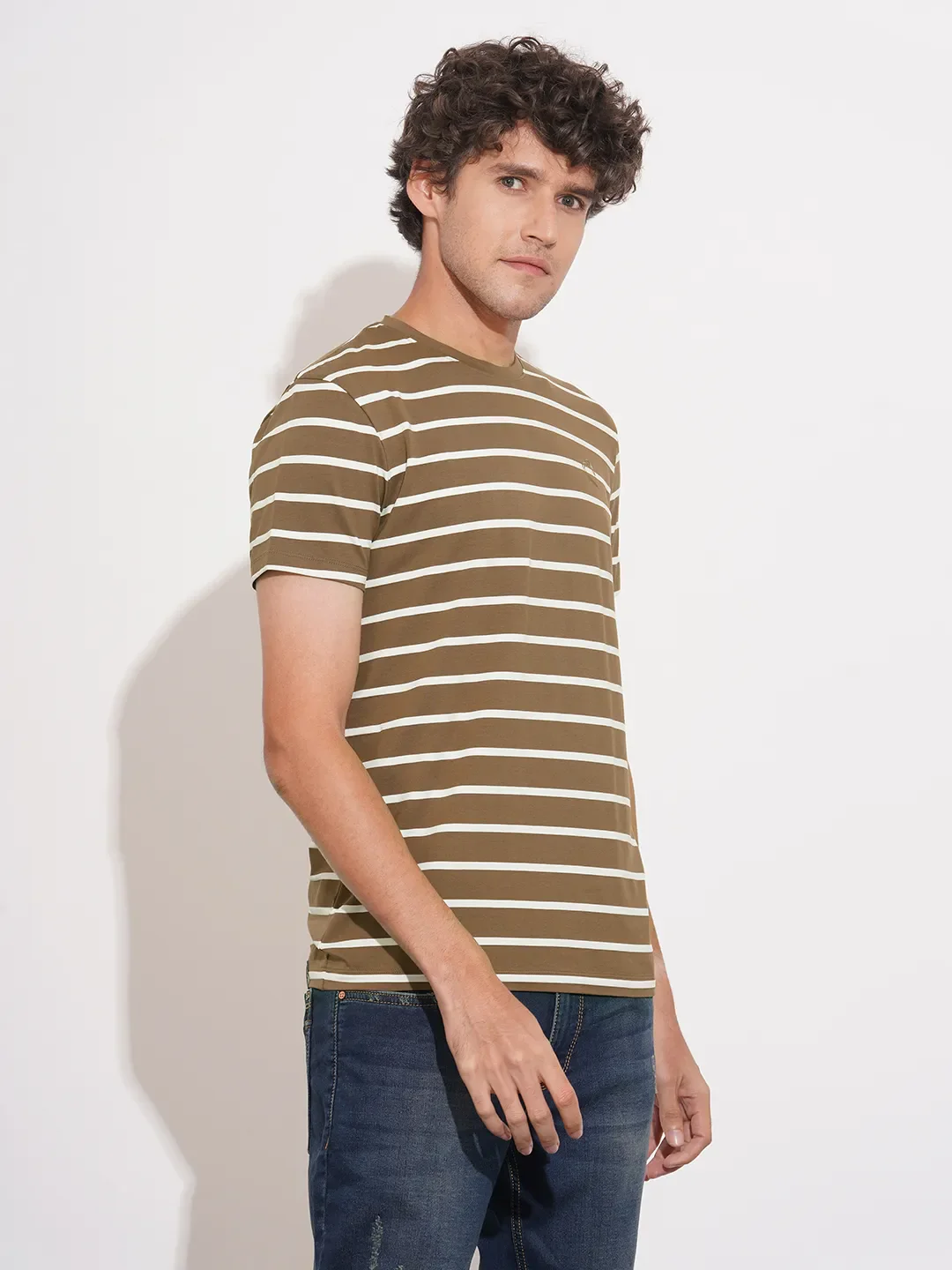 Brown Moderno Fit Round Neck Men's T-Shirt by Being Human Clothing - Image 2