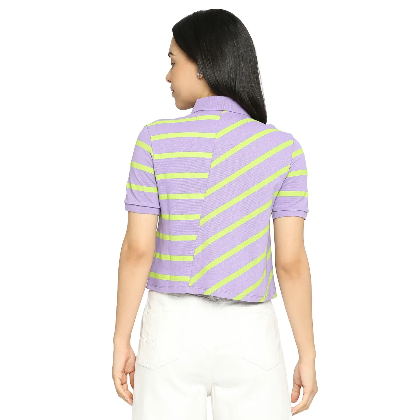Lilac Boxy Fit Women's Cotton Short Sleeve Polo T-Shirt By Being Human Clothing - Image 4