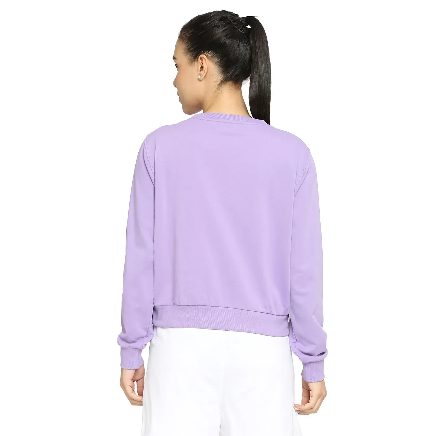 Beige Boxy Fit Round Neck Long Sleeves Cotton Women's Sweatshirt by Being Human Clothing - Image 4