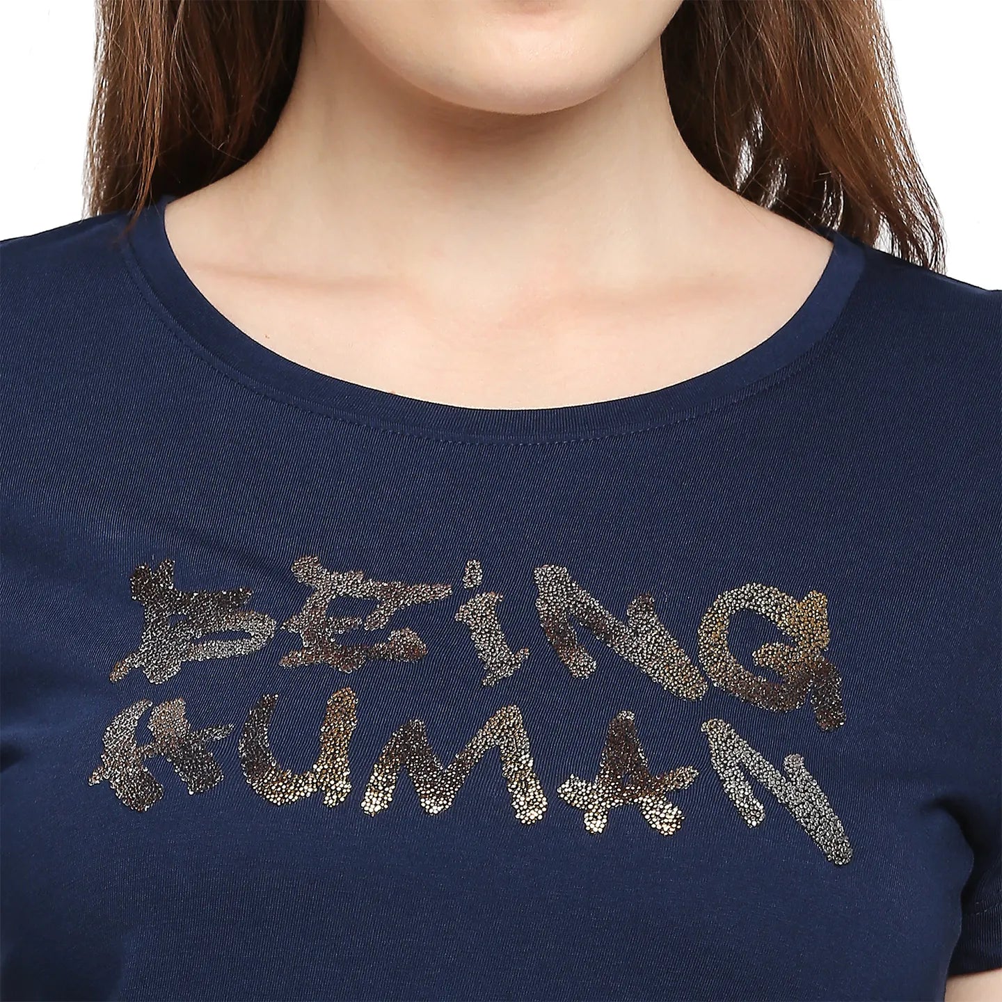 Navy Easy Fit Women's Cotton T-Shirt By Being Human Clothing - Image 5