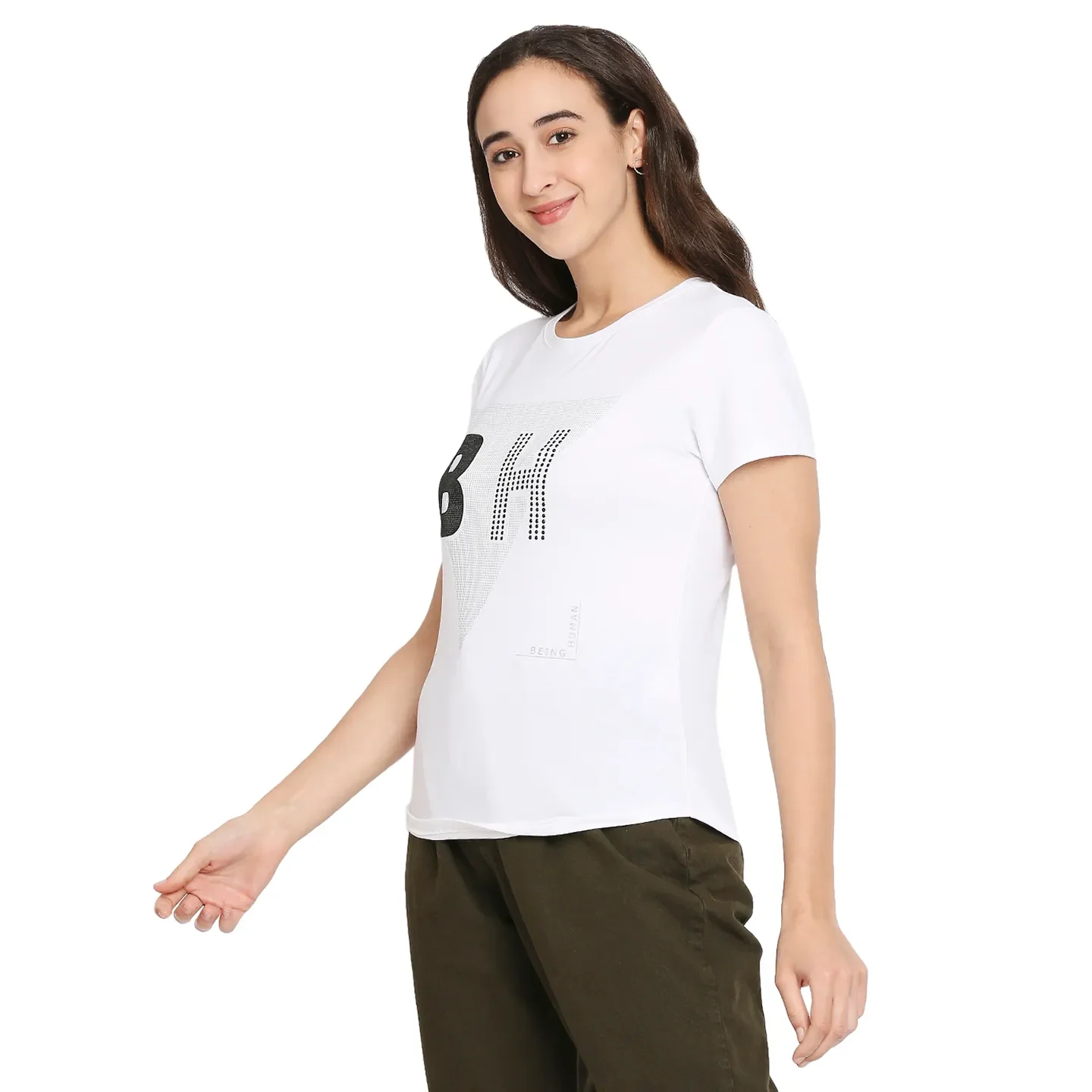 White Easy Fit Women's Cotton T-Shirt By Being Human Clothing - Image 2
