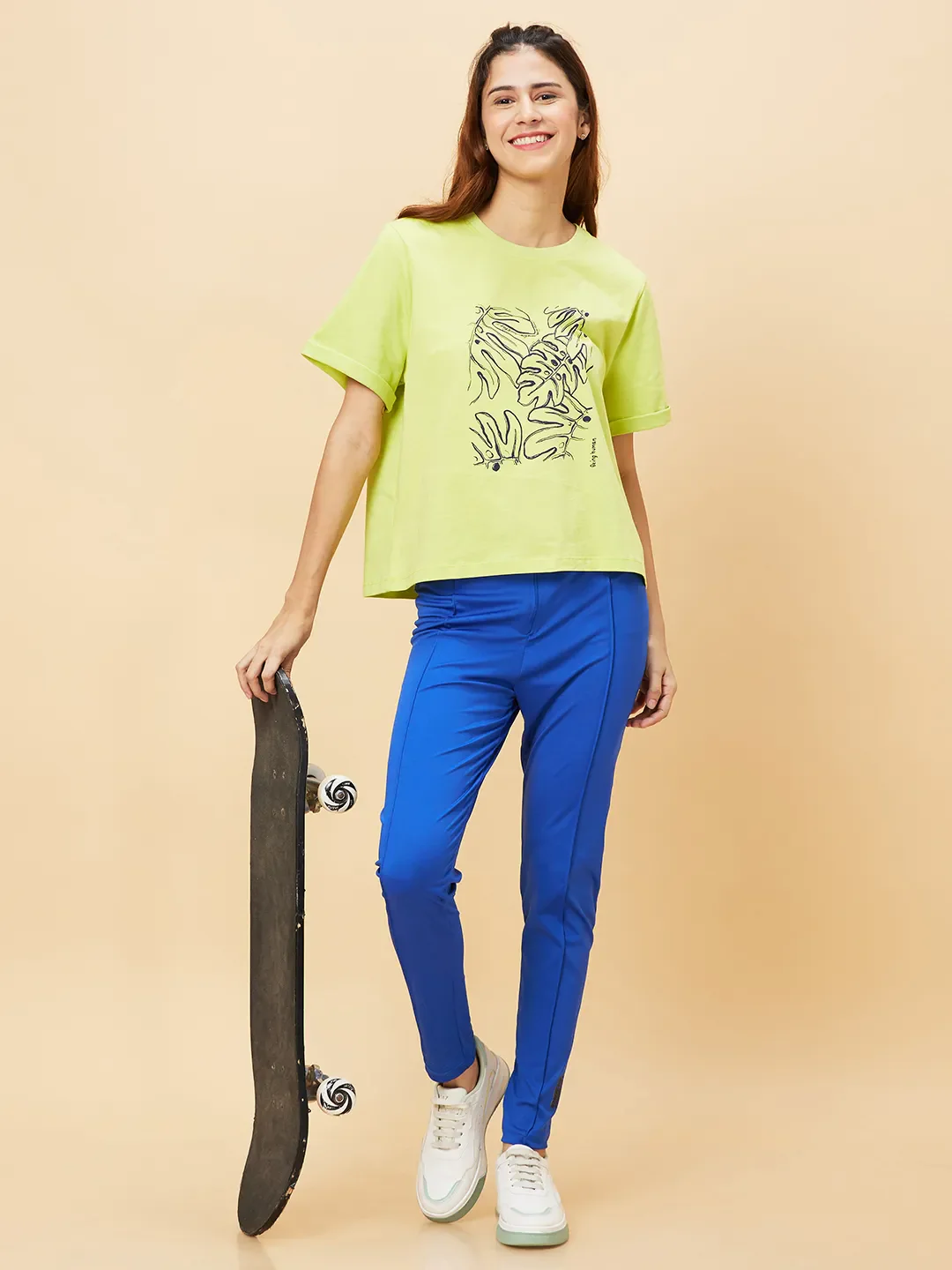 Blue Skinny Fit Women's Leggings By Being Human Clothing - Image 6